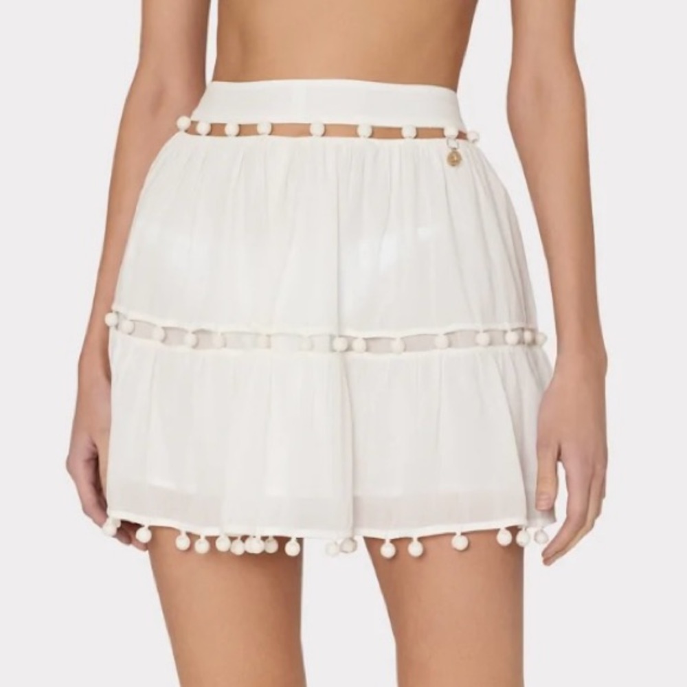 Milly mini skirt beaded cotton voile white size P